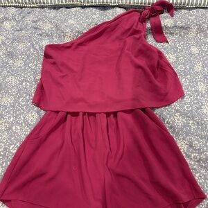 Pink Lily Fuchsia One-Shoulder Romper